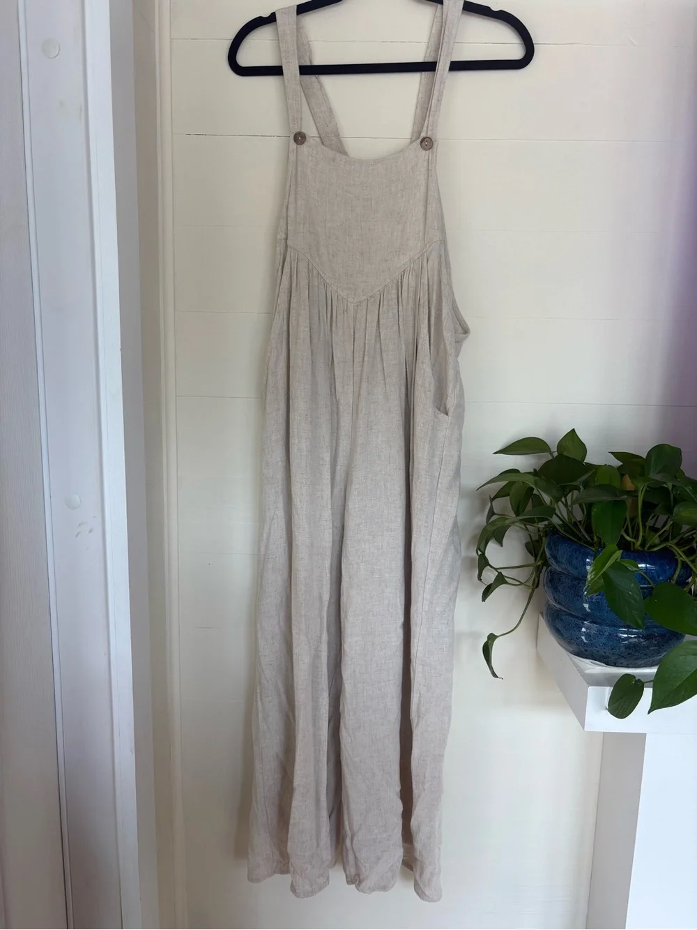 Kori Natural Beige Wide-Leg Linen-Blend Jumpsuit - Picture 2 of 8